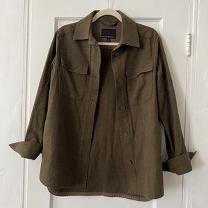 Banana Republic Olive Green Cotton Military Shirt Jacket Shacket Overshirt XS